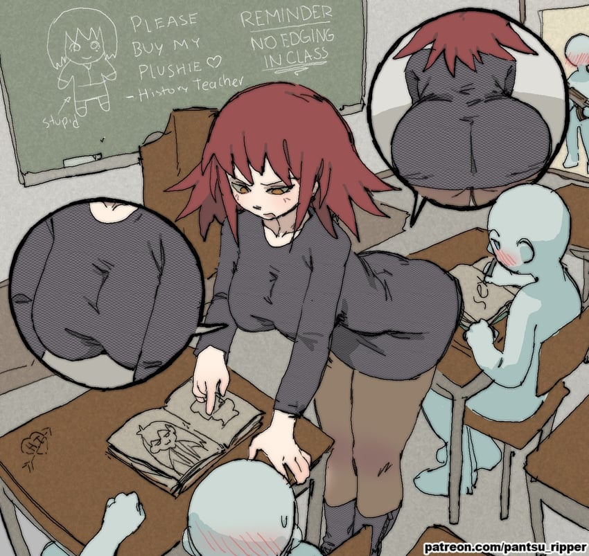 history teacher, math teacher, and counselor (original) drawn by pantsu-ripper