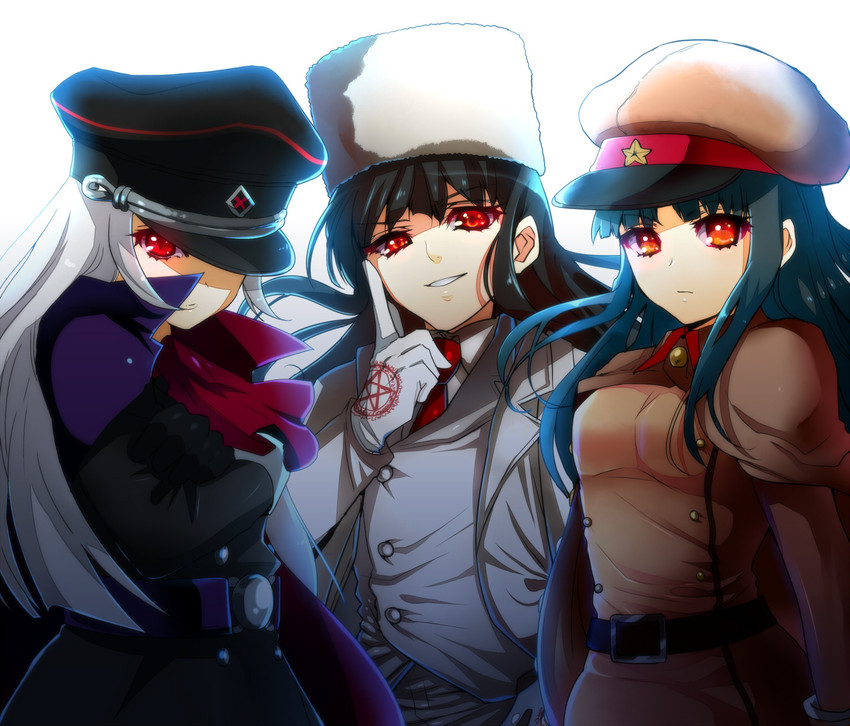 alucard, girlycard, ishima kaigen, and perfecti (hellsing and 2 more) drawn by honchu