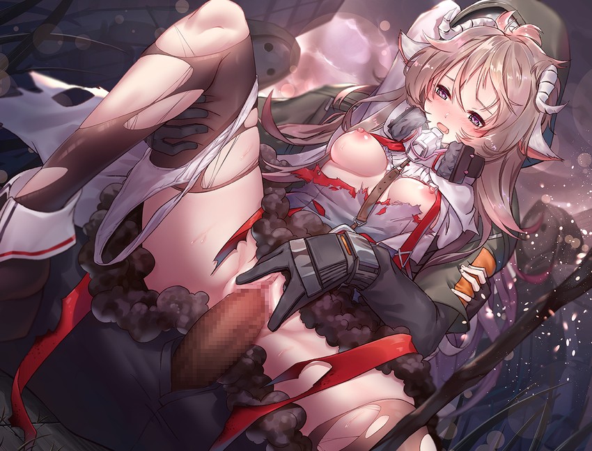eyjafjalla and reunion soldier (arknights) drawn by ten_no_hoshi