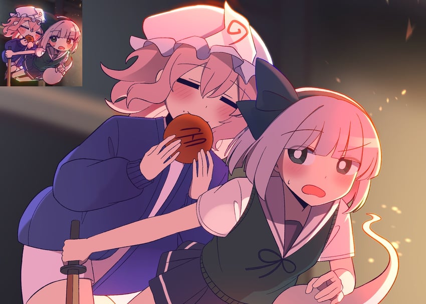 konpaku youmu and saigyouji yuyuko (touhou and 2 more) drawn by hoshii_1213