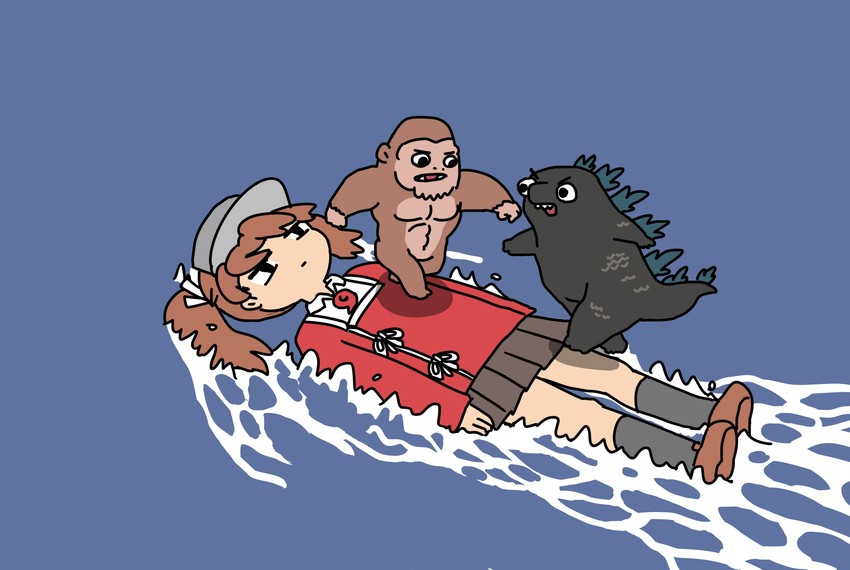 ryuujou, godzilla, king kong, and kong (kantai collection and 4 more) drawn by afei_(sfma3248)
