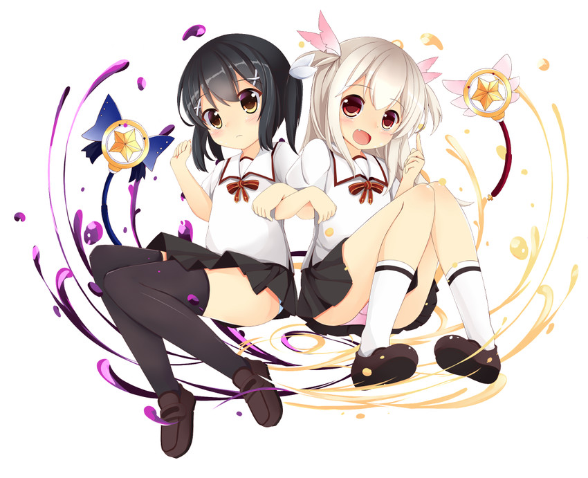 illyasviel von einzbern, miyu edelfelt, magical ruby, and magical sapphire (fate and 1 more) drawn by sakuraba_hikaru_(loveindog)