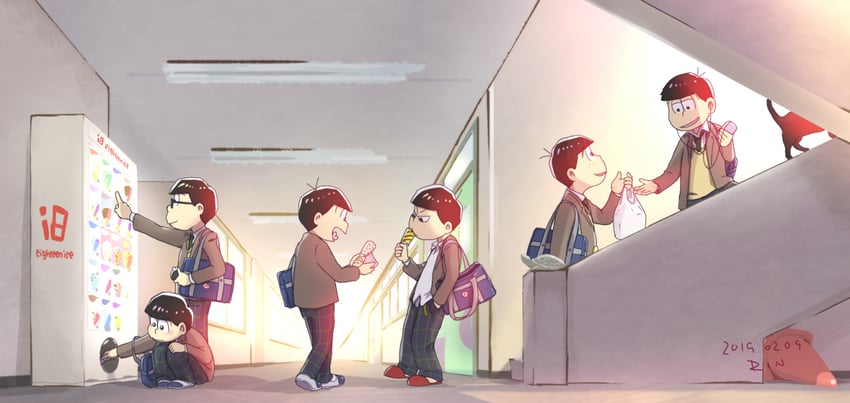 matsuno osomatsu, matsuno karamatsu, matsuno ichimatsu, matsuno jyushimatsu, matsuno choromatsu, and 1 more (osomatsu and 2 more) drawn by rin_(bananatofu)