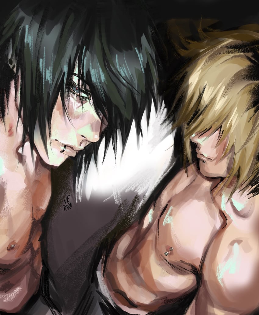 noctis lucis caelum and prompto argentum (final fantasy and 1 more) drawn by v3raxyy
