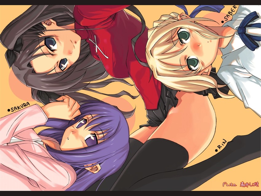 artoria pendragon, saber, tohsaka rin, and matou sakura (fate and 1 more) drawn by morii_shizuki