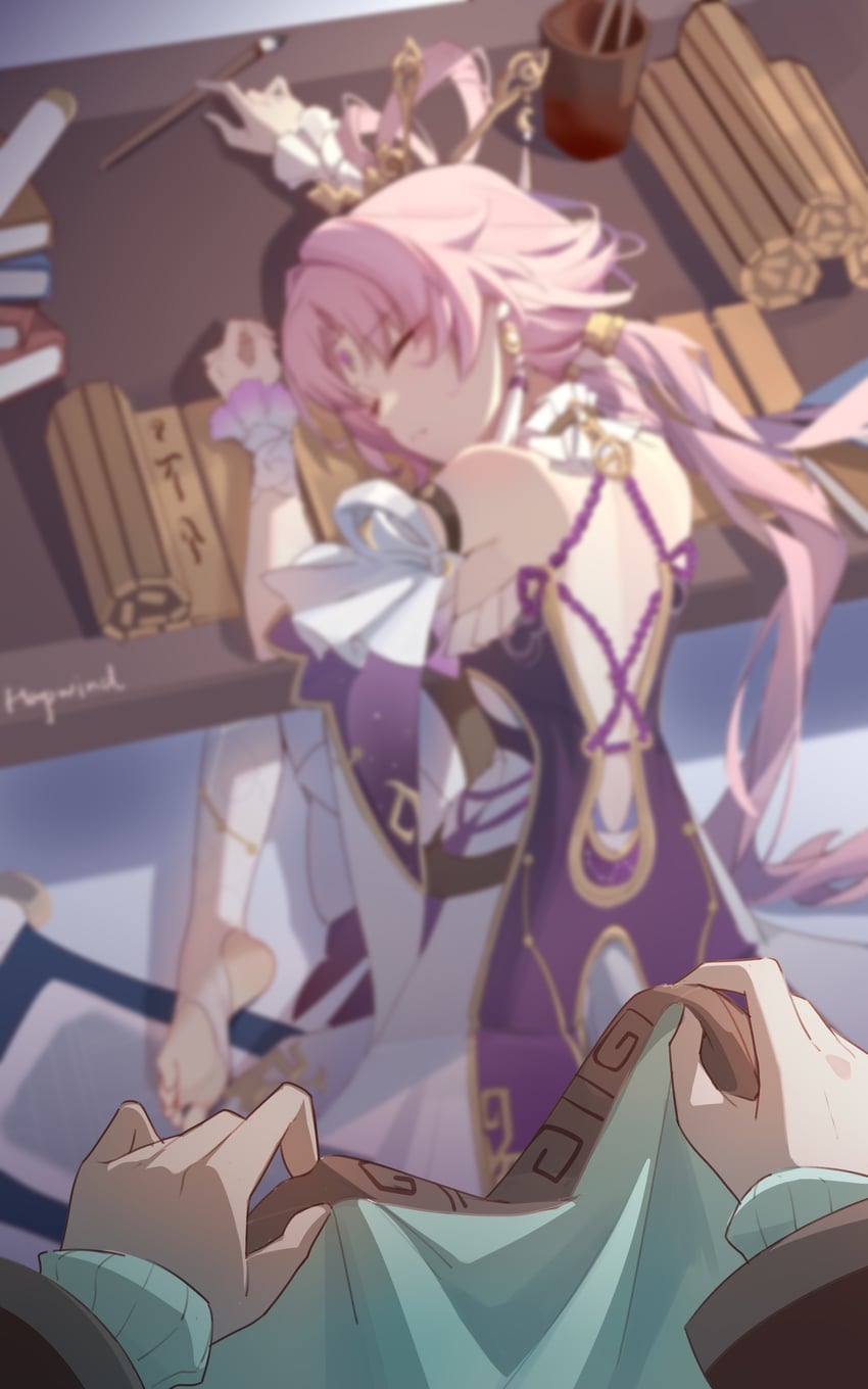 fu xuan and qingque (honkai and 1 more) drawn by hapwind