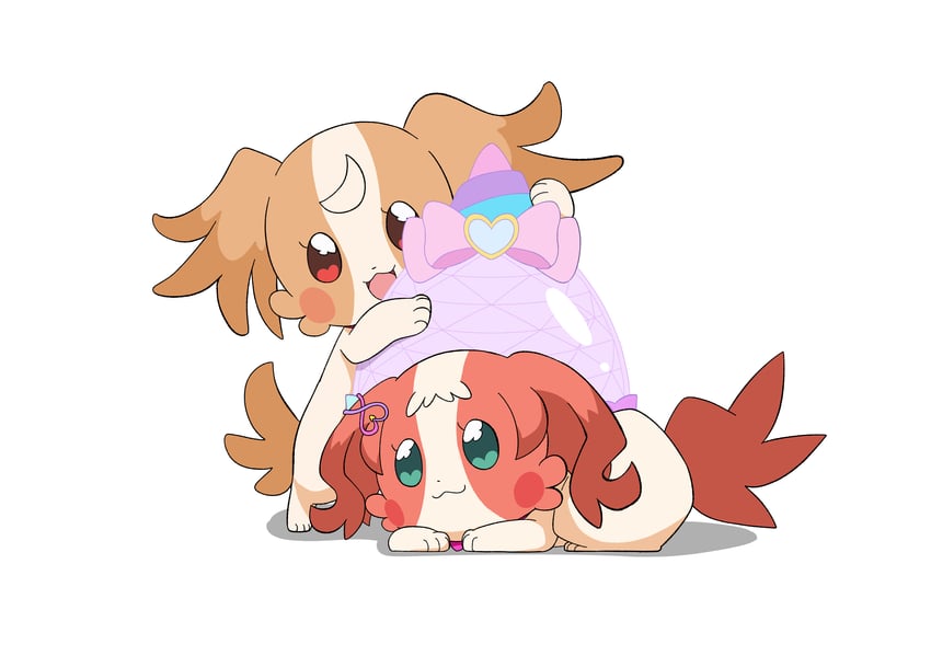 inukai komugi, inukai iroha, and nico-sama (precure and 1 more) drawn by @est@