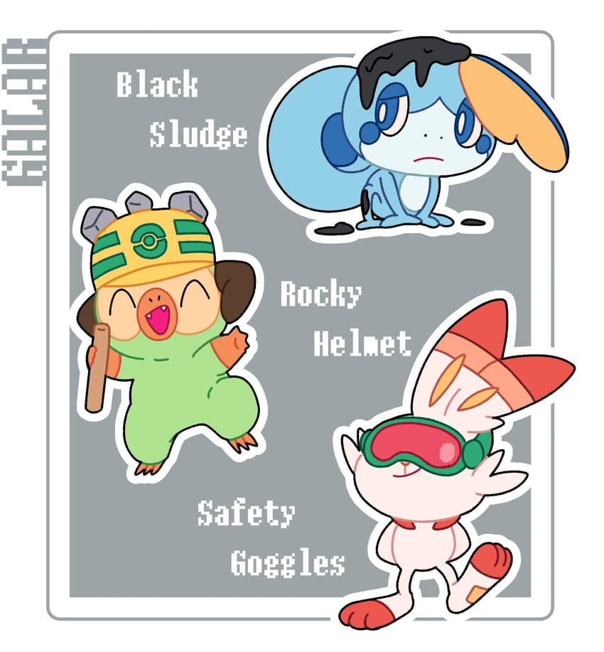 scorbunny, sobble, and grookey (pokemon) drawn by nose_poke000