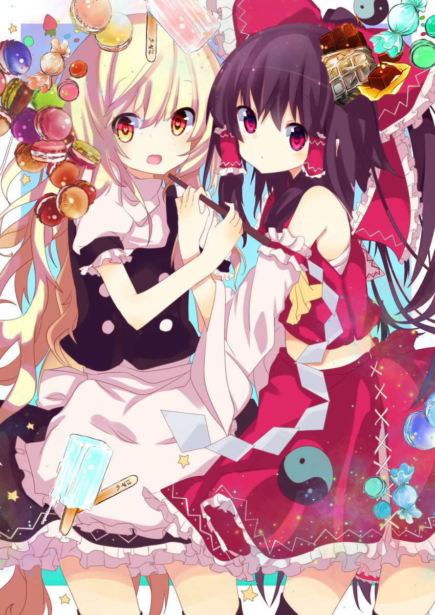 hakurei reimu and kirisame marisa (touhou) drawn by te_toga