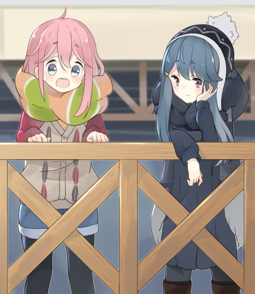 shima rin and kagamihara nadeshiko (yurucamp) drawn by agaki_anko