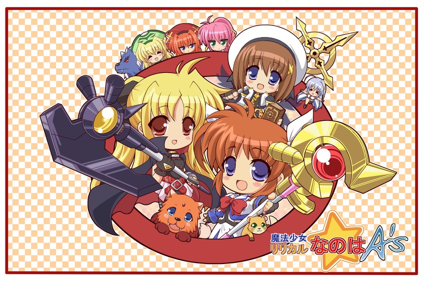 fate testarossa, takamachi nanoha, yagami hayate, raising heart, vita, and 9 more (lyrical nanoha and 2 more) drawn by kano-0724