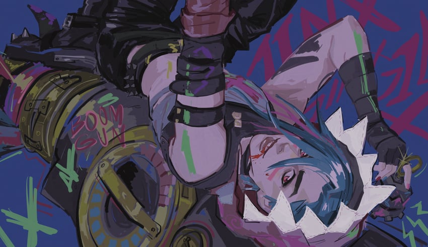 jinx, arcane jinx, and arcane fractured jinx (league of legends and 1 more) drawn by destroyer_v