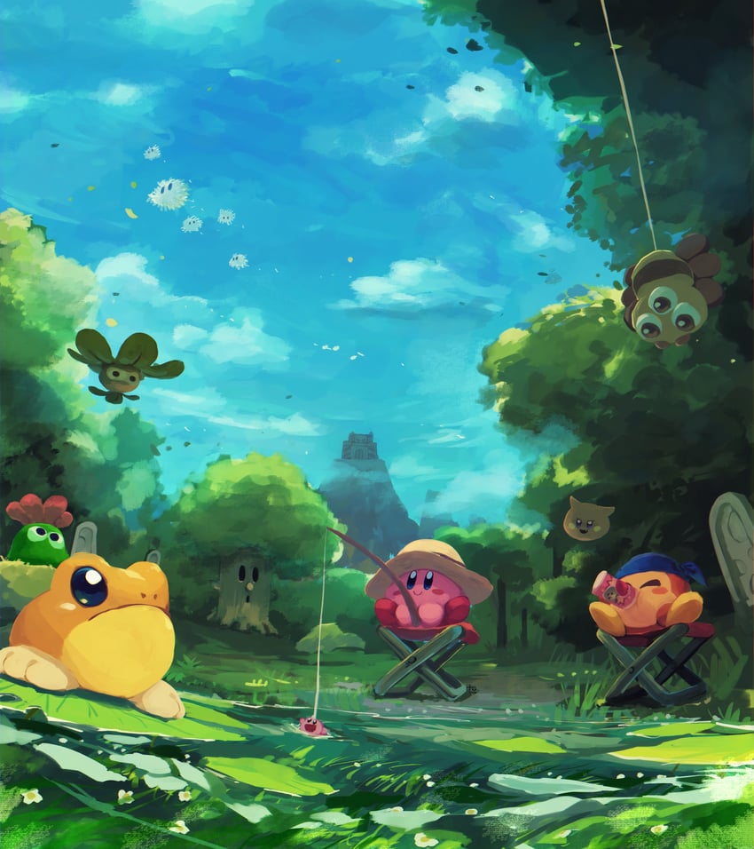 kirby, bandana waddle dee, whispy woods, scarfy, glunk, and 4 more (kirby) drawn by suyasuyabi