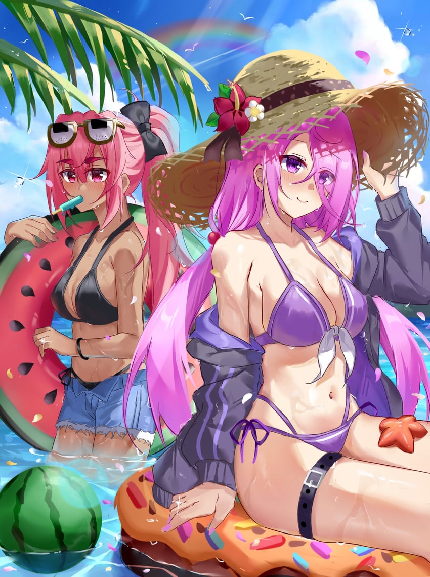 kura satomi and tsukishiro monaka (heaven burns red) drawn by lidce