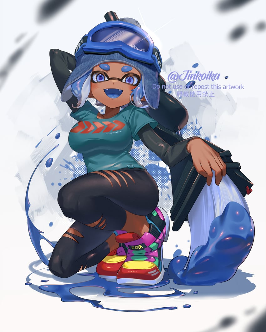 inkling player character and inkling girl (splatoon) drawn by jinkoika