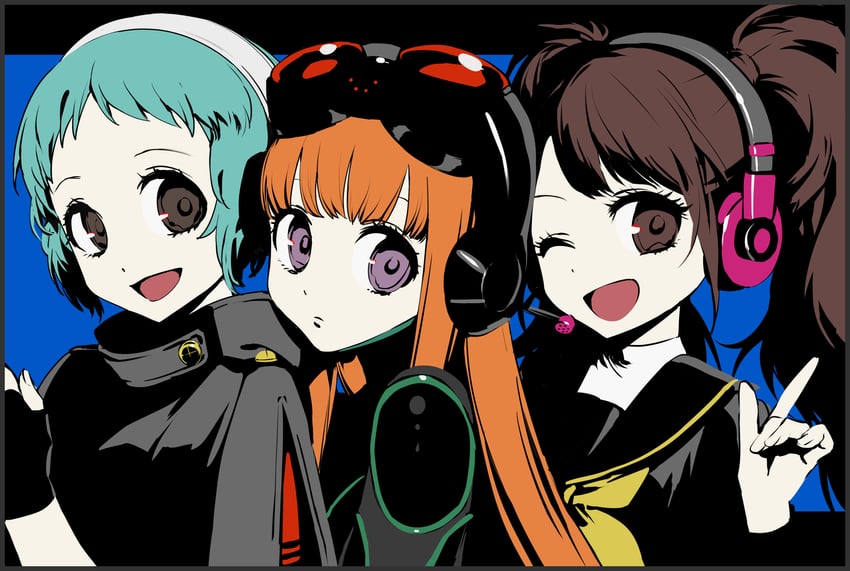kujikawa rise, sakura futaba, and yamagishi fuuka (persona and 3 more) drawn by ssabdeog