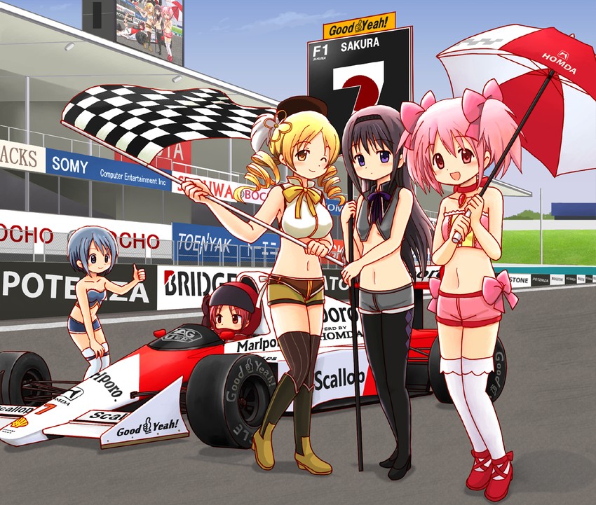 akemi homura, kaname madoka, miki sayaka, sakura kyoko, and tomoe mami (mahou shoujo madoka magica and 4 more) drawn by eijima_moko