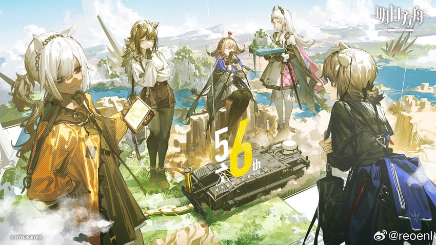 irene, robin, pallas, absinthe, and tuye (arknights) drawn by reoen