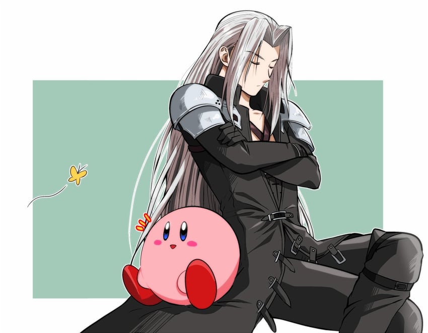 kirby and sephiroth (final fantasy and 3 more) drawn by kasenkasen5