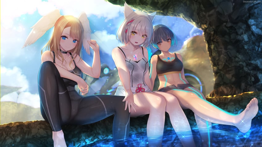mio, eunie, and sena (xenoblade chronicles and 1 more) drawn by kashiwamochi_yomogi