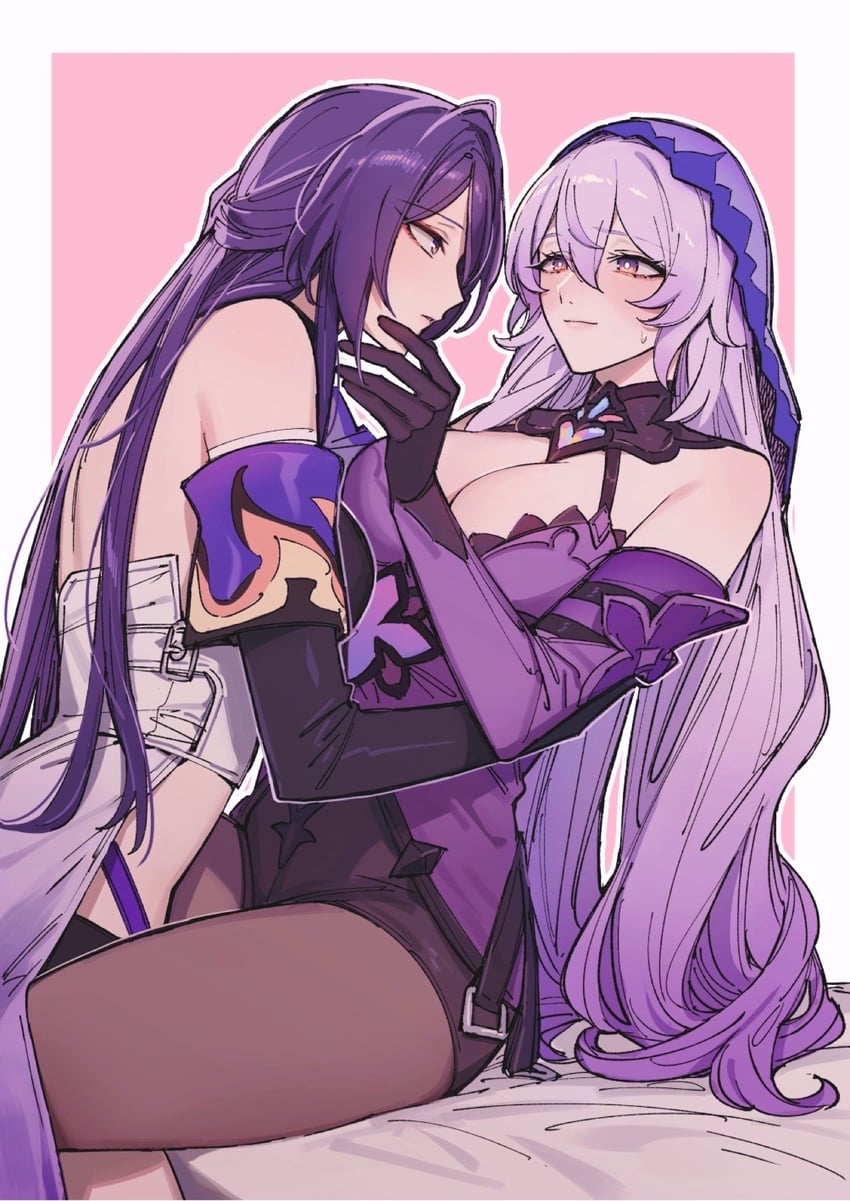 acheron and black swan (honkai and 1 more) drawn by ikarin