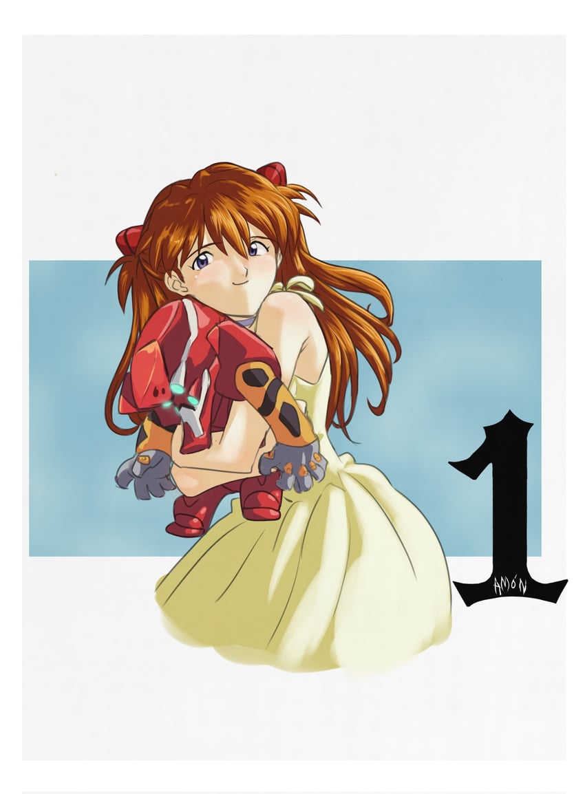 souryuu asuka langley and eva 02 (neon genesis evangelion) drawn by amondetauro