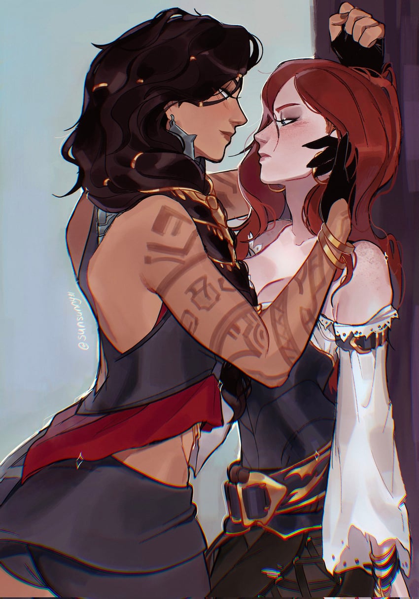 miss fortune and samira (league of legends) drawn by sunsunny31