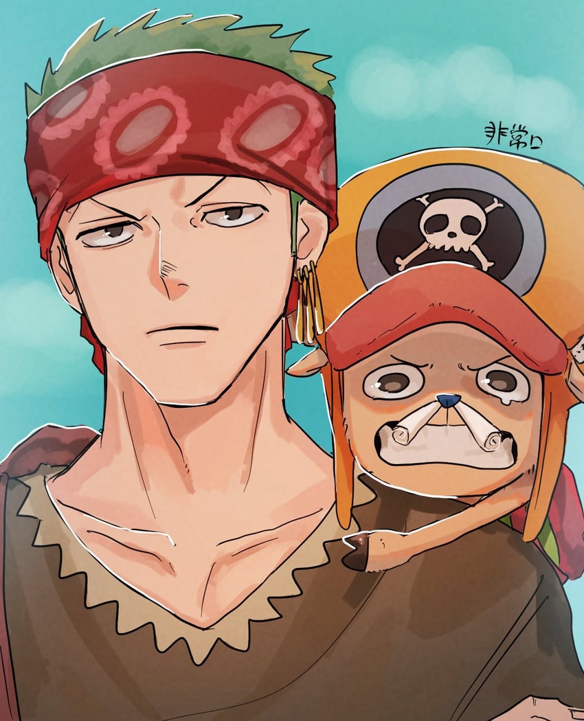 roronoa zoro and tony tony chopper (one piece and 1 more) drawn by feichangkou