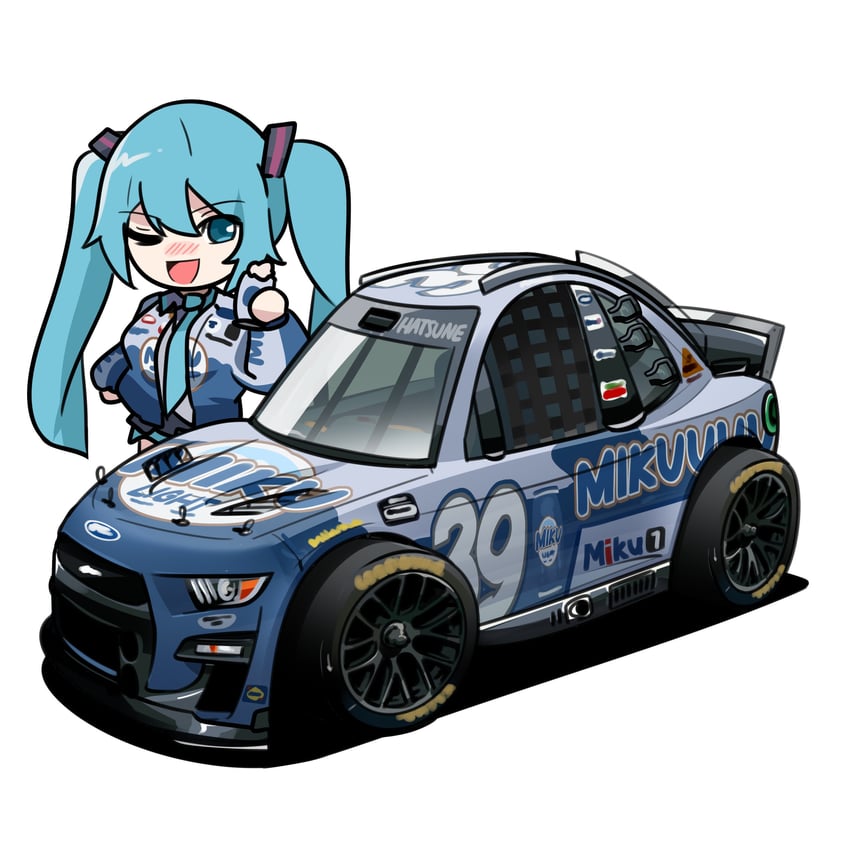 hatsune miku and kevin harvick (vocaloid and 1 more) drawn by holeecrab