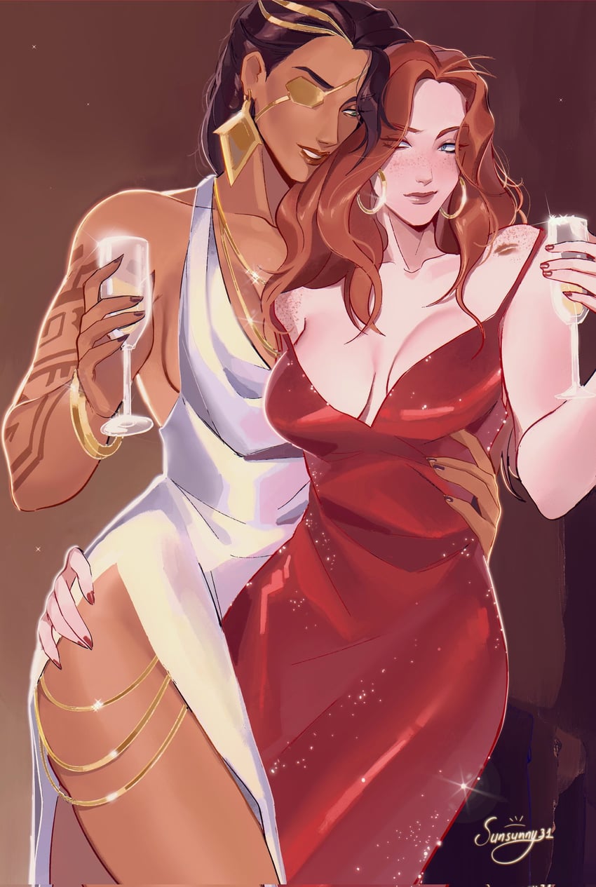 miss fortune and samira (league of legends) drawn by sunsunny31