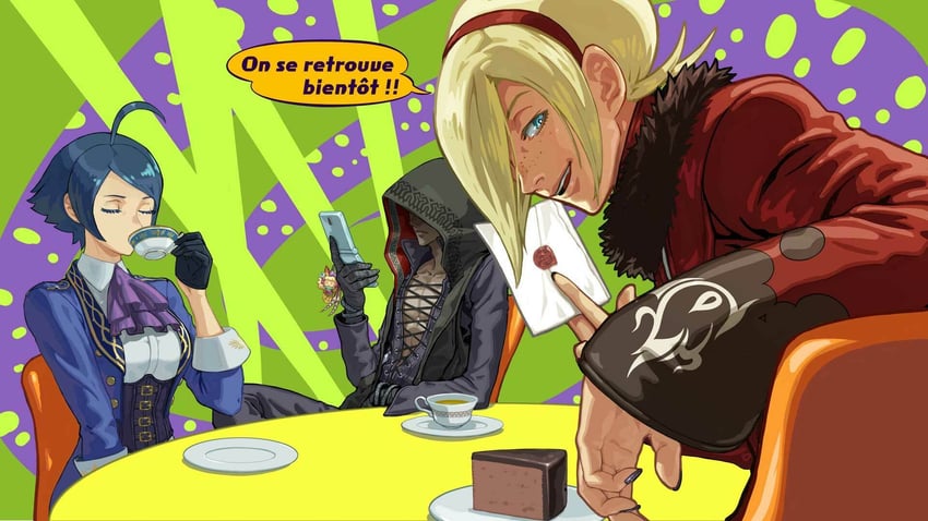 ash crimson, elisabeth blanctorche, and kukri (the king of fighters and 1 more) drawn by ogura_eisuke