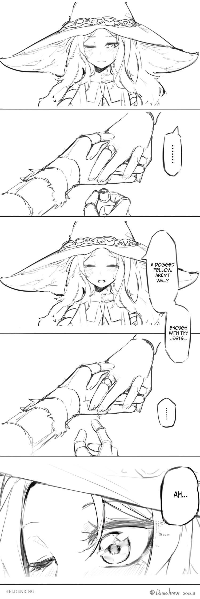 ranni the witch and tarnished (elden ring) drawn by dema_hmw