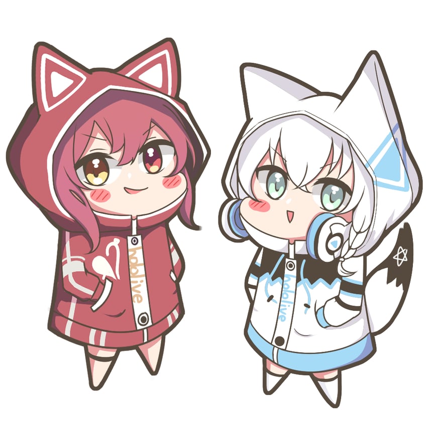houshou marine and shirakami fubuki (hololive) drawn by kakku_(kk_draw)