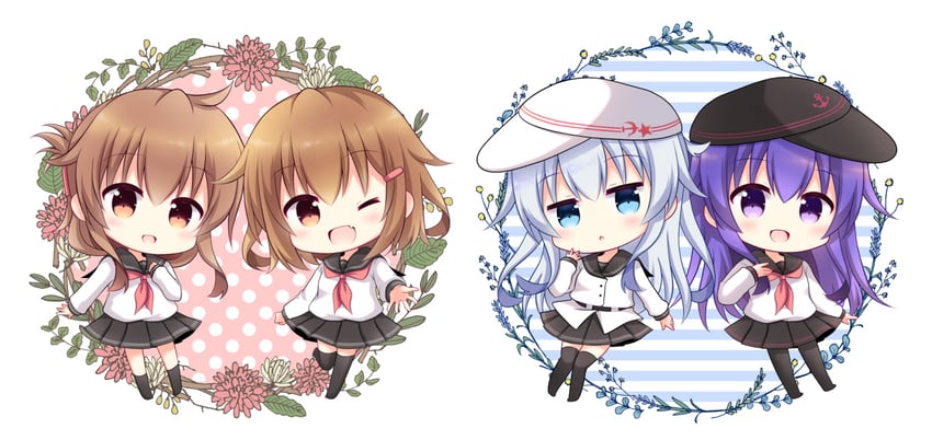 hibiki, inazuma, ikazuchi, akatsuki, verniy, and 1 more (kantai collection) drawn by kashiwadokoro