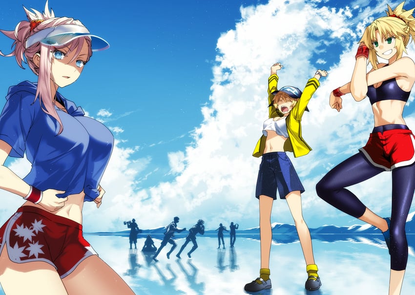 mordred, miyamoto musashi, and gareth (fate and 2 more) drawn by ishida_akira