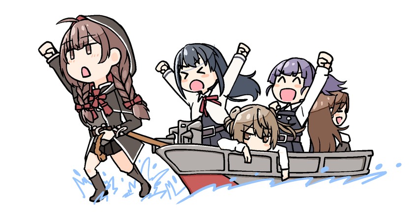 asashio, michishio, asashio kai ni, arashio, ooshio, and 4 more (kantai collection) drawn by tanbe_(nabeya)