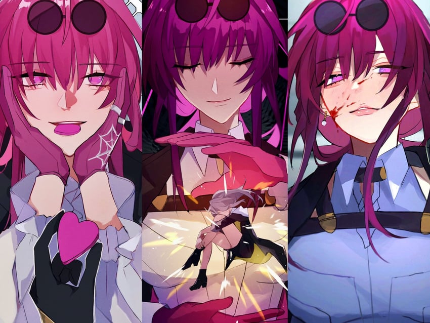 trailblazer, stelle, and kafka (honkai and 1 more) drawn by shino_(moi_0142)