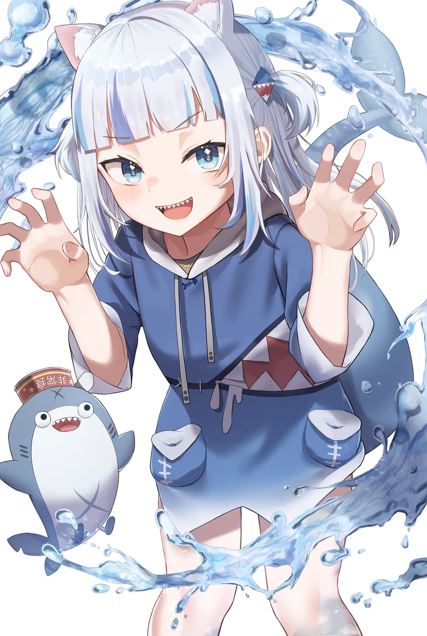 gawr gura and bloop (hololive and 1 more) drawn by tare_negima