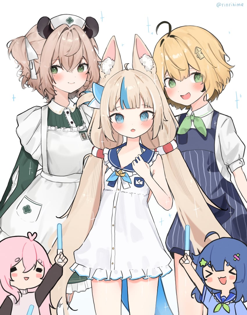 nimi nightmare, sameko saba, dooby, senzawa, and mumble (original and 1 more) drawn by rinrihime