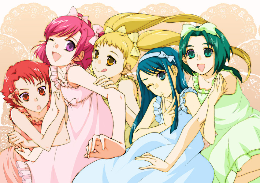 yumehara nozomi, minazuki karen, kasugano urara, akimoto komachi, and natsuki rin (precure and 1 more) drawn by pama