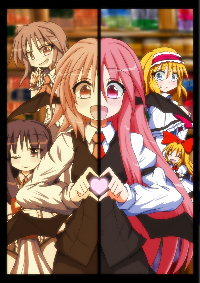 remilia scarlet, alice margatroid, patchouli knowledge, koakuma, and shanghai doll (touhou) drawn by p.a.w