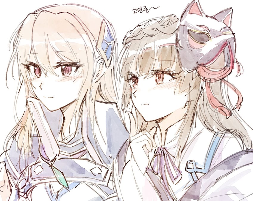 shirakawa yuina and kiryuu miya (heaven burns red) drawn by opi