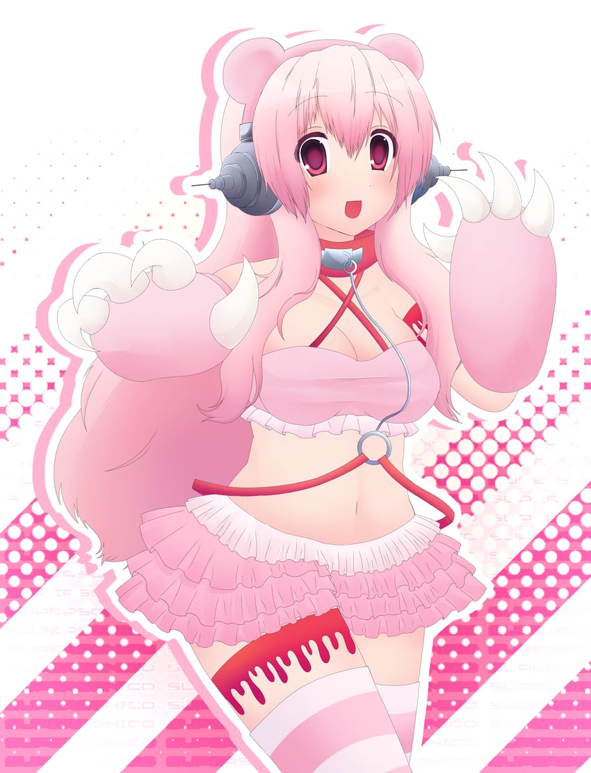 super sonico, gloomy bear, and grg x super sonico (nitroplus and 1 more) drawn by pixel_cloud