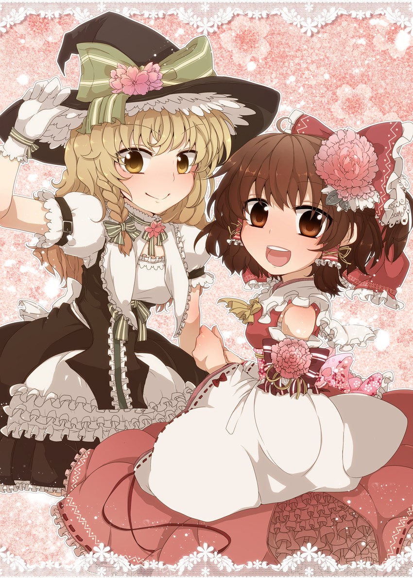 hakurei reimu and kirisame marisa (touhou and 1 more) drawn by aoi_(annbi)