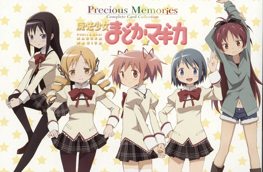 akemi homura, kaname madoka, miki sayaka, sakura kyoko, and tomoe mami (mahou shoujo madoka magica)
