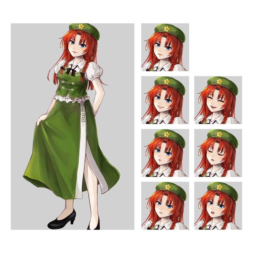 hong meiling (touhou and 1 more) drawn by hoshiringo0902