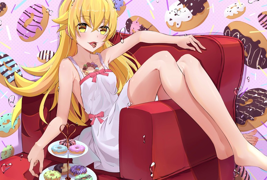 oshino shinobu (monogatari and 2 more) drawn by cqingwei