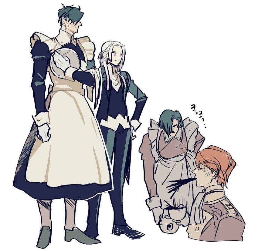 edelgard von hresvelg, hubert von vestra, and ferdinand von aegir (fire emblem and 1 more) drawn by goldenbarleytea