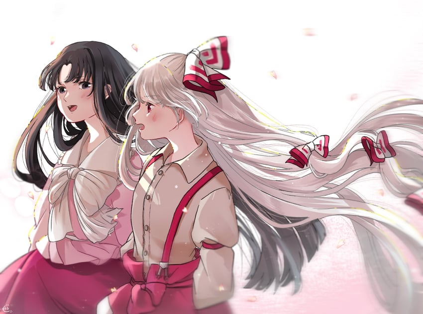 fujiwara no mokou and houraisan kaguya (touhou) drawn by mokoiscat