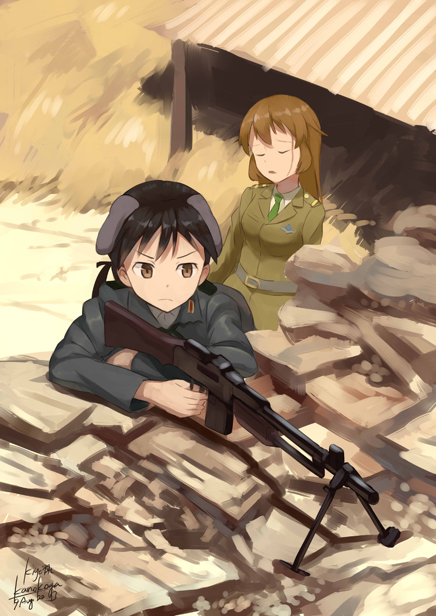 gertrud barkhorn and charlotte e. yeager (world witches series and 1 more) drawn by kanokoga